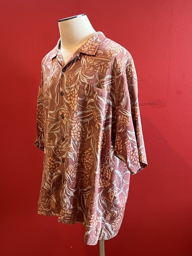 Camicia da campeggio hawaiana Tommy Bahama da uomo XXL grande alta 100% seta rosa - Foto 3 di 9