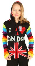 Ladies I Love London Cotton Pixie Pointed Hood Multicolor Hippie Jacket Hoodie