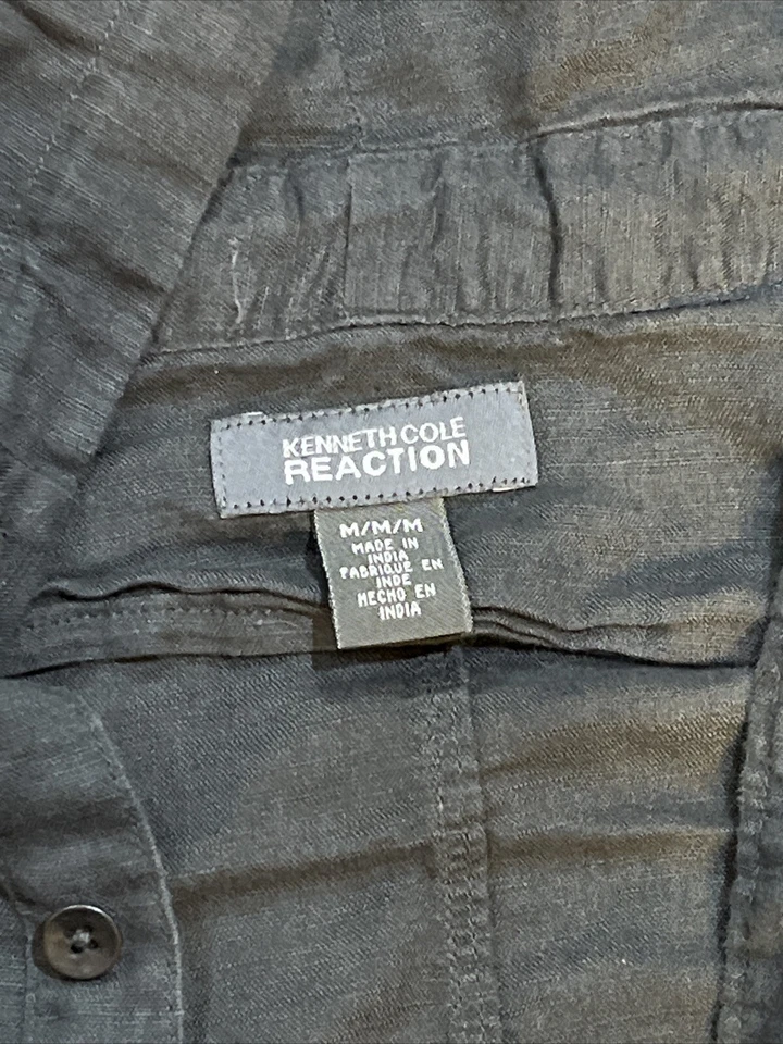 Top gris oscuro negro Kenneth Cole Reaction manga larga con capucha mezcla de algodón M Foto 2 de 4