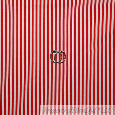 BonEful Fabric FQ Cotton Quilt Red White Xmas Holiday Stripe Baby Boy Girl Retro