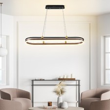 Modern LED Chandelier Dimmable Linear Rectangle Hanging Pendant Lamp 3000-6500K