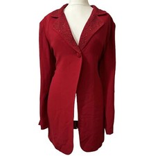 Gina Baccone Vintage Red Blazer Evening Jacket Wedding Uk 18 Mother Of The Bride