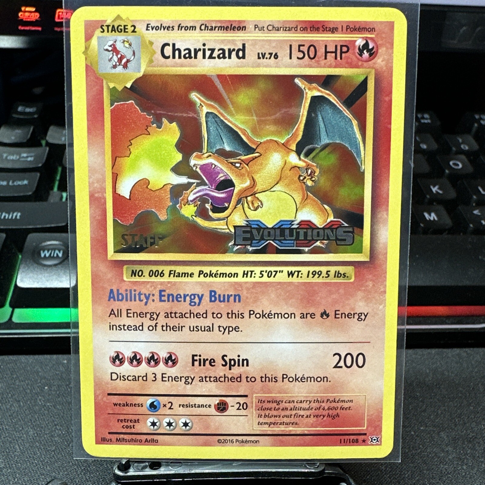 Pokemon XY Evolutions STAFF Prerelease Charizard 11/108 Mint