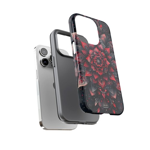 Red Mandala Lotus Floral - Phone Ink Cover Case for iPhone, Galaxy, Pixel - 第 68/281 張圖片