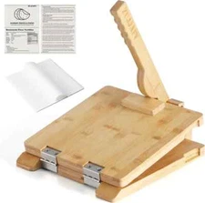 ZUJJAFY Bamboo Tortilla Press 10 Inch Square Maker with 50pcs