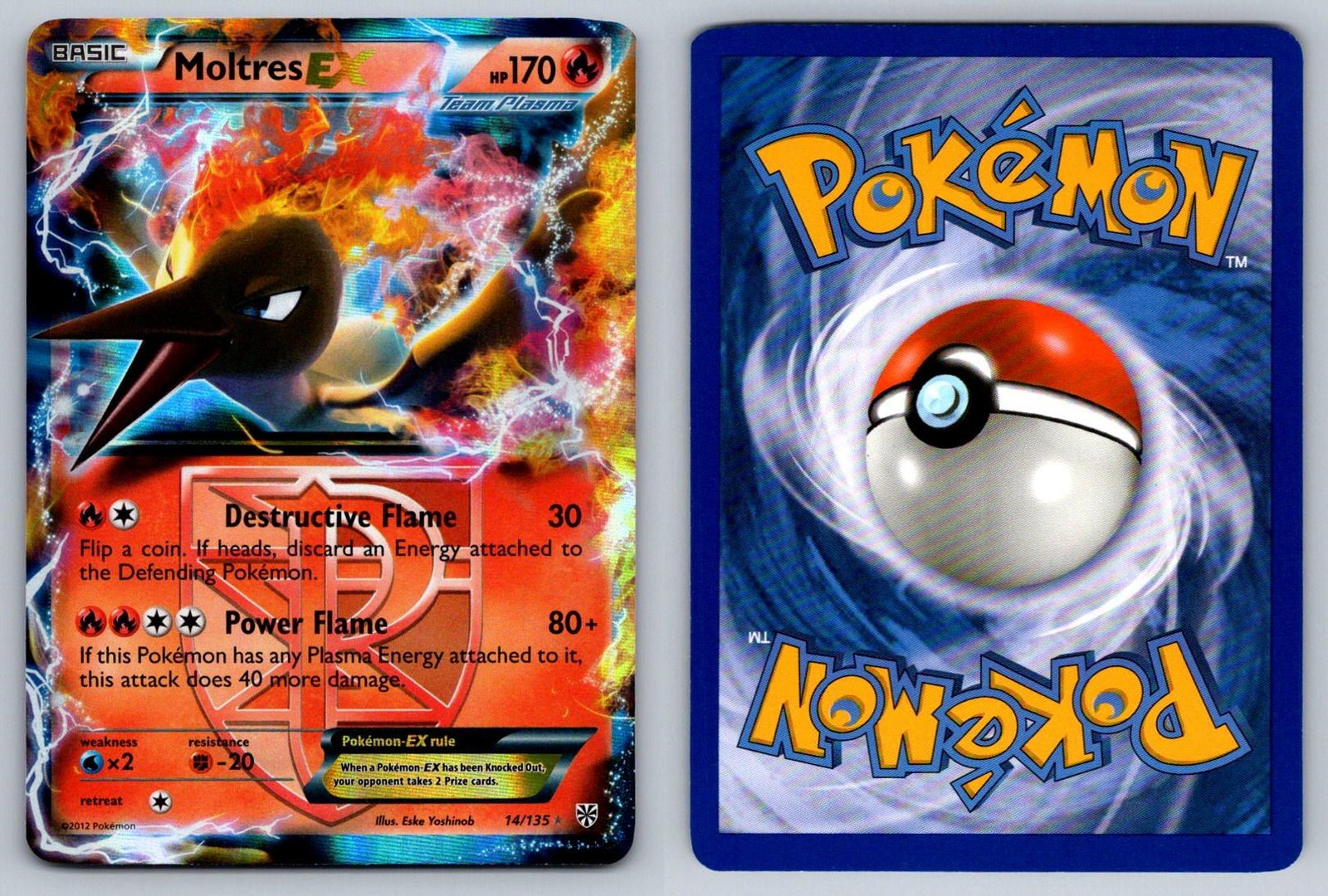 Moltres EX - Plasma Storm - Holo - EX Rare - 14/135 - Pokemon - NM