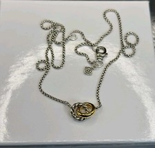 David Yurman Petite Cable Linked Necklace Classic 925 14K Gold 17 Inches Chain 