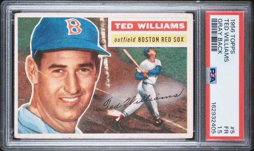1956 Topps - Ted Williams #5 Gray Back Boston Red Sox HOF Graded Card PSA 1.5 FR