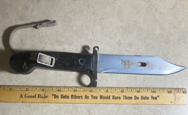 From New Mexico estate-Unknown military bayonet-nice condition-sharp! Romania?