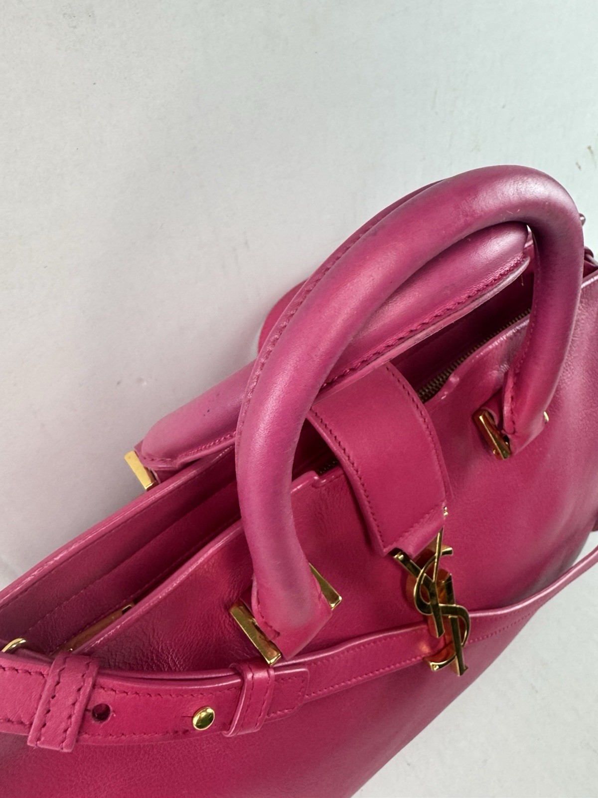 BORSA A TRACOLLA YSL SAINT LAURENT CABAS MONOGRAM 2 VIE ROSA RARA!