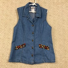 Vintage Willow Bay Kids Girls size Med Denim Vest USA 100 Cotton Original Owner