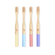 Kids Bamboo Toothbrush Set 4 Pack Soft Bristles BPA Free Eco Brushes