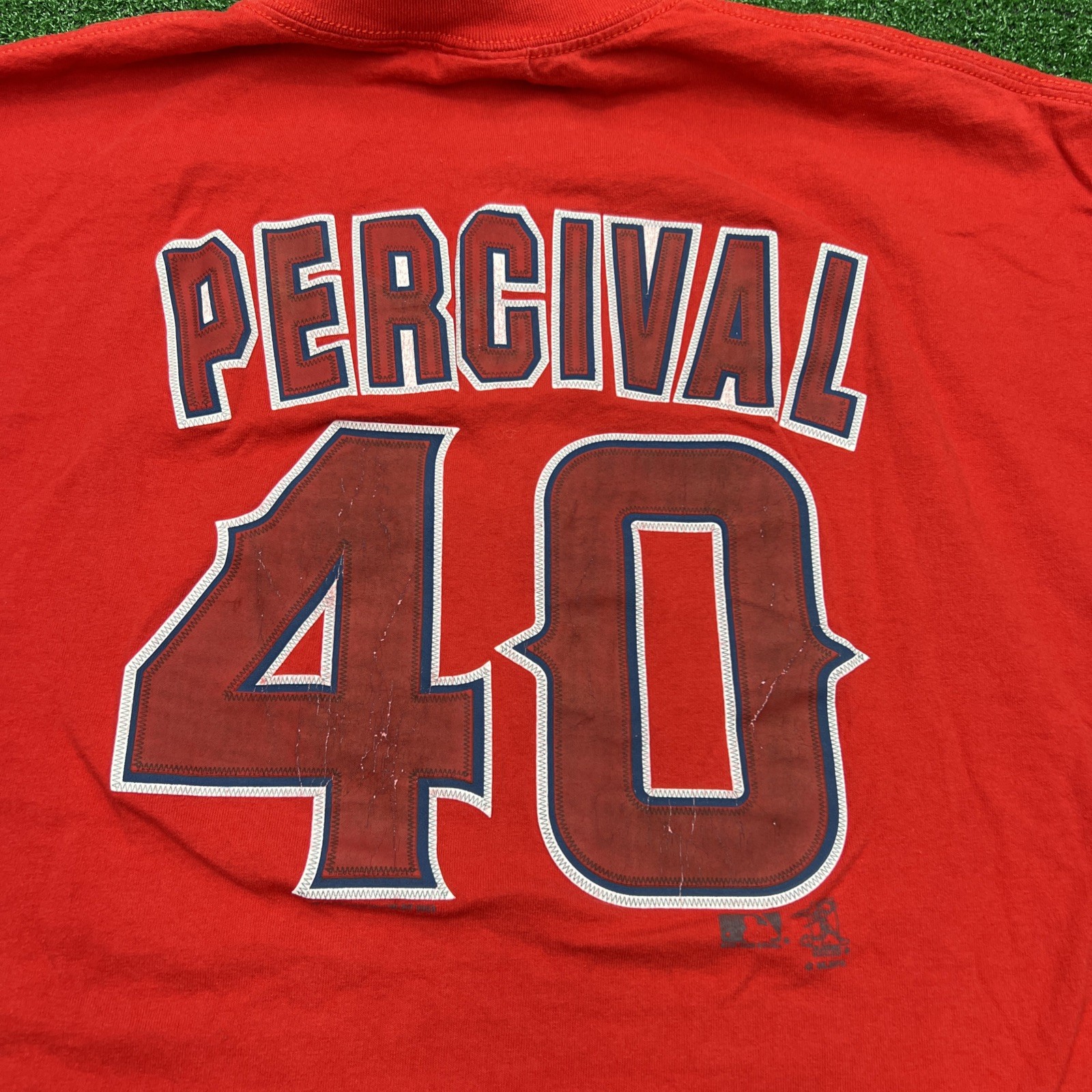 Vtg Troy Percival #40 Anaheim Angels Red T-Shirt Short Sleeve Mens Size 2XL