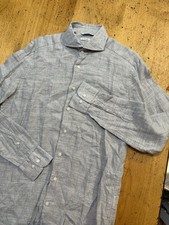 SUIT SUPPLY Pure Linen Shirt Men's Size 39 15 1/2 Gray