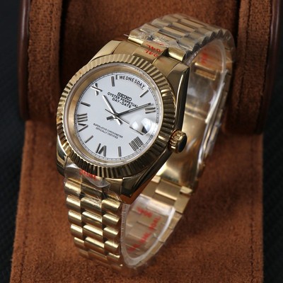 SeikOak Day-Date | 40mm Gold Stainless Steel | Automatic | White Roman Dial |