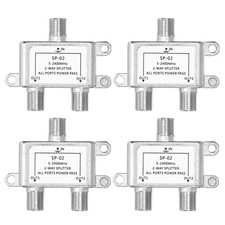 4Pcs 2 Way Coaxial Cable Splitter, 5-2400 MHz for  HDTV CATV, Silver Tone