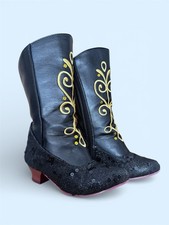 NWT Disney Store Anna Black Boots Costume Shoes Girl Frozen 9/10