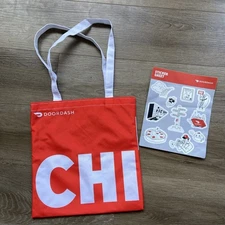 Doordash Tote Authentic 13.5×13" Promotional Chicago Series with Stickers