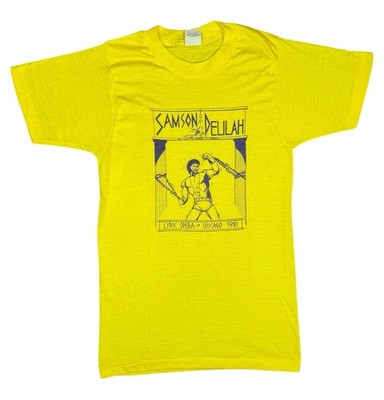 Vintage 1981 Samson & Delilah Lyric Opera Chicago T Shirt USA Made Neon Yellow S