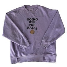 Aerie Oversized Distressed Sweatshirt Purple Size X-Small
