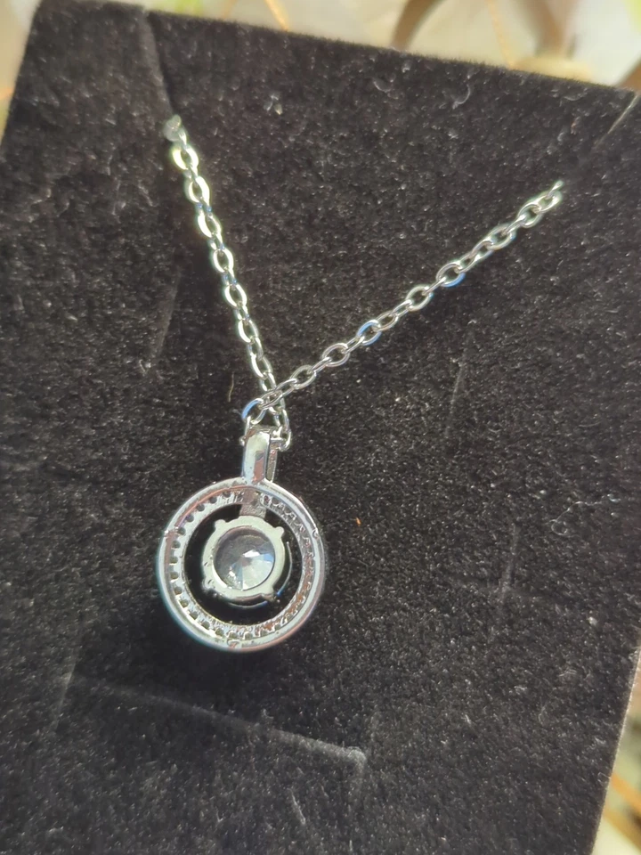 Collar colgante de cuarzo austriaco grado joya de acero inoxidable Foto 4 de 4