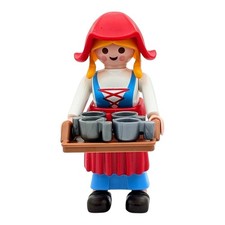 Playmobil Figur mittelalterlicher Bauer Schankmädchen mit Krug Tablett
