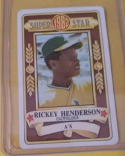 1982 Perma-Graphics Superstar Credit Card Rickey Henderson #35 Oakland A's ⚾️