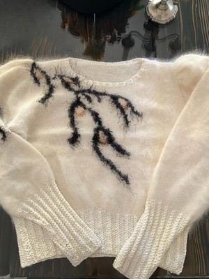 Anny Blatt 100% Angora Pullover weiß   weiche Angora Strickjacke Fait Main Pull 