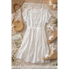 Madewell White Lace Top Dress Size 6 Woven Skirt Casual Summer Party Cotton