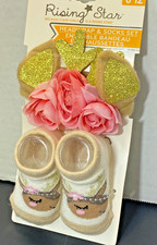 NEW Rising Star Deer Headwrap  Infant Socks 0-12m