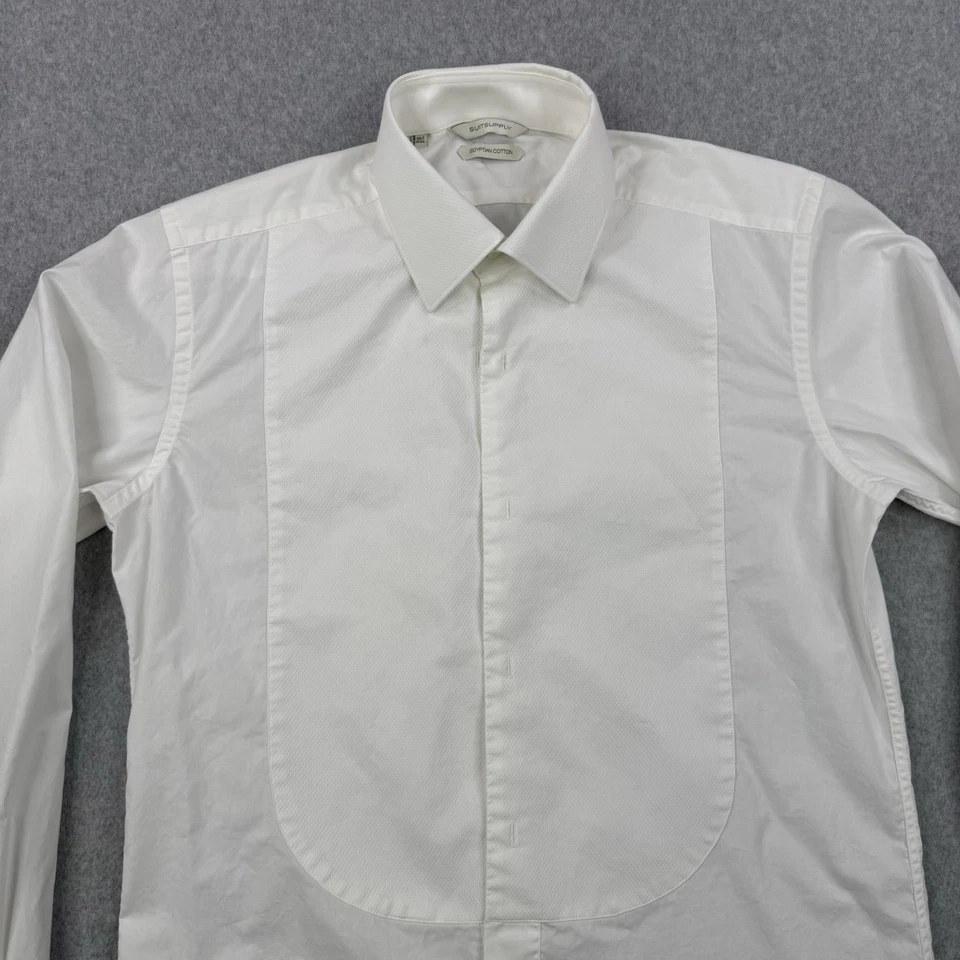 Suitsupply Shirt Mens 40 15.5 White Tuxedo French Cuff Formal Egyptian Cotton - Image 3 of 4