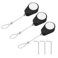 3Pcs 3.3 ft Retractable Remote Control Tether Remote Cable Lock Black Rope Lock 