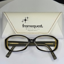 VTG ANNE KLEIN Black Tan Womens Classic Oval Full Rim Eyeglasses FRAMES ONLY