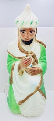 Vintage Empire Blow Mold Wise Man King Plastic Green Nativity Christmas 1982