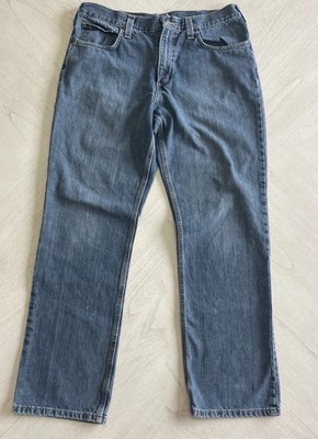 Carhartt Men's Straight Leg Jeans 34x32 Blue, Rugged, Flex, Relaxed Fit Rn14806