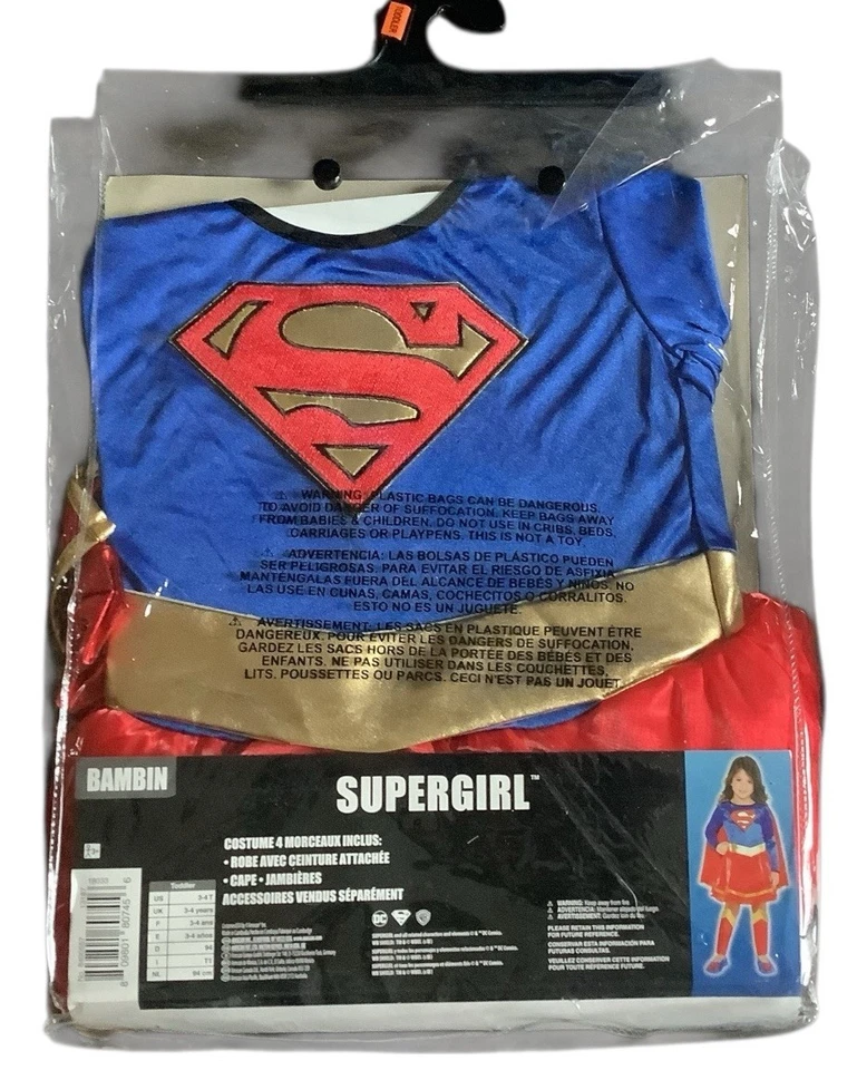 Disfraz de Supergirl Niño 3-4 Halloween Fiesta de Otoño Rojo Azul Nuevo Foto 2 de 2