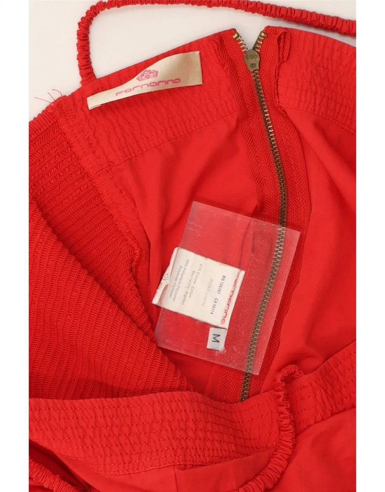 Vestido para mujer Fornarina sin mangas línea A Reino Unido 12 mediano rojo algodón DU48 Foto 3 de 3