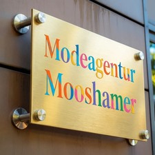 Goldgebürstetes Aluminium Premium Werbeschild Tierarzt Praxis Kanzlei Büro Mode