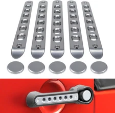 Grab Handle Inserts Cover + Push Button Knobs Cover Trim for Wrangler JK Silver