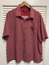 Nat Nast Luxury Originals Camp Shirt XL Red Geometric Retro Silk Cotton Travel