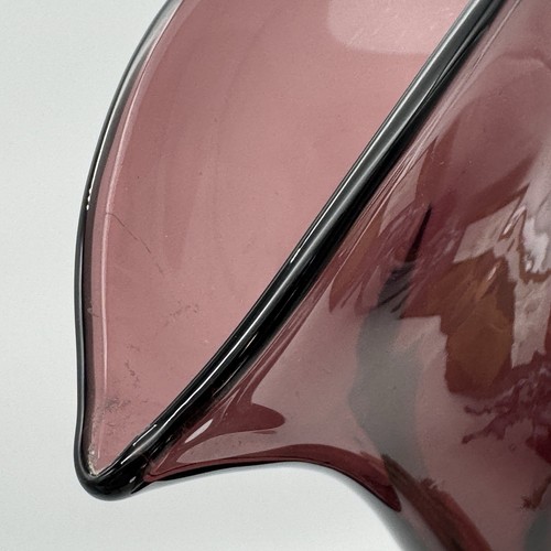 BLENKO Handmade Blown Glass Amethyst Purple Fan Vase Art Deco Style Vintage 90’s - Picture 11 of 17