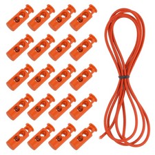25Pcs, Double Hole Cord Locks with Elastic Cord Orange