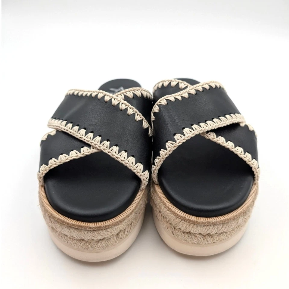 Sandalia Aquatalia Sylvie Plataforma Alpargata Deslizable Mujer Negra Talla US7 EU38 Foto 2 de 4