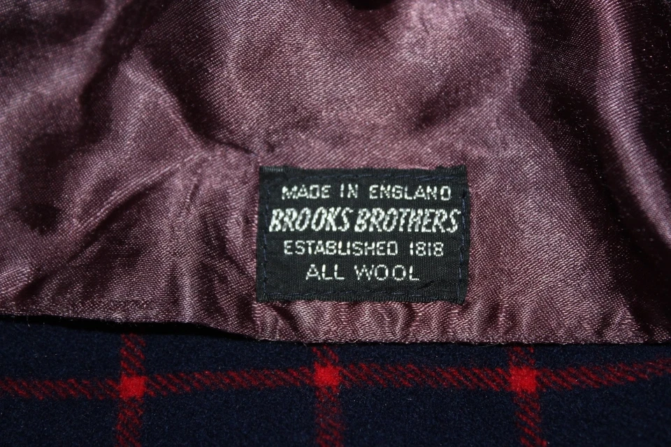 Bata a cuadros de lana vintage Brooks Brothers L salón a cuadros hecha en Inglaterra - sin cinturón Foto 2 de 4