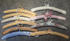 Lot of 10 Vintage Padded Hangers Satin/Silk Fabric Covered Lingerie Hangers