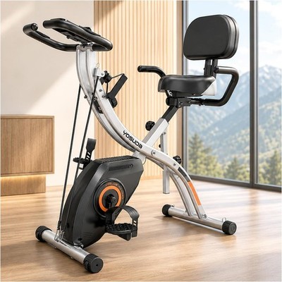 5-in-1 Folding Exercise Bike Indoor Stationary Cycling Bike 16 Resistance 330LB