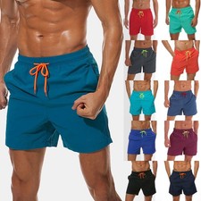 NEW Mens Swim Trunks Quick Dry Beach Shorts With Zipper Pockets And Mesh Lining