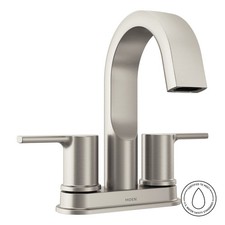 MOEN Avri 84153SRN Centerset Double-Handle High-Arc Bathroom Faucet in Spot