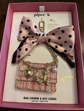 Piper K Parisian Pink Bow Mini Purse Keychain Handbag Charm Accessory NWT