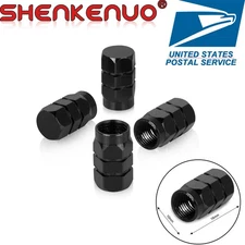 Metal Tire/Wheel Air Pressure Stem Valve Caps for Car-Truck-Hot Rod BLACK